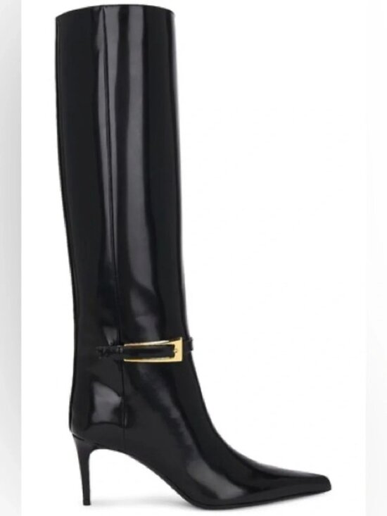 Yves Saint Laurent Shoes - Saint Laurent Lee 70mm Patent Leather Buckle Boot Sz 40